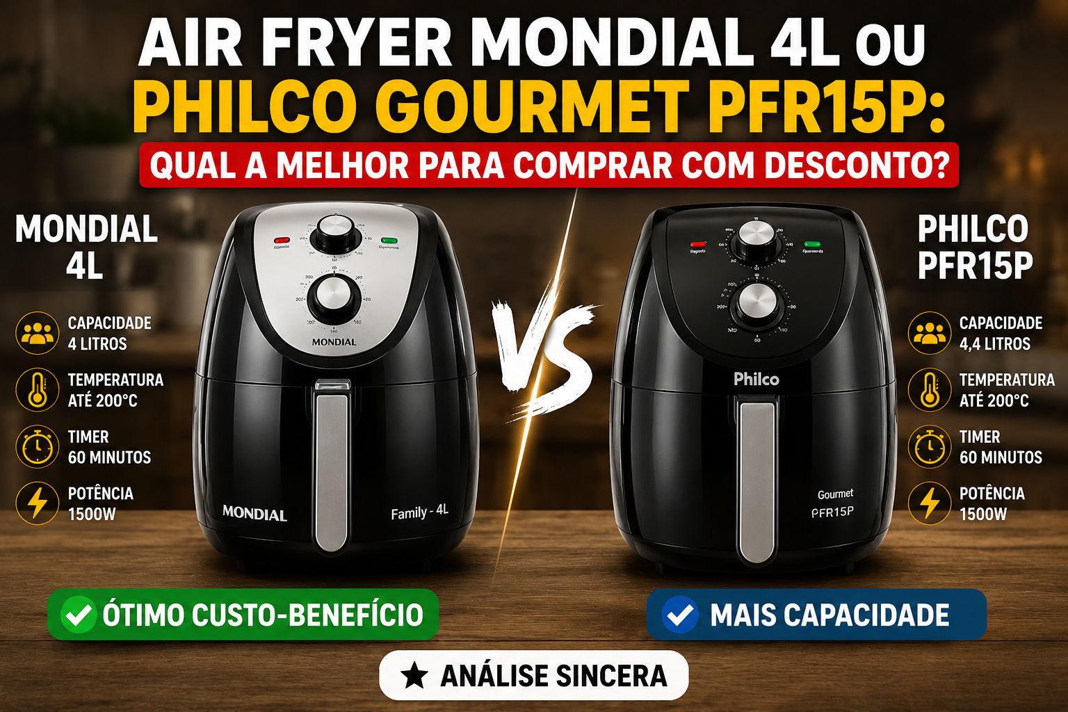 Air Fryer Mondial 4L ou Philco Gourmet PFR15P: Qual a Melhor para Comprar com Desconto? Análise Sincera