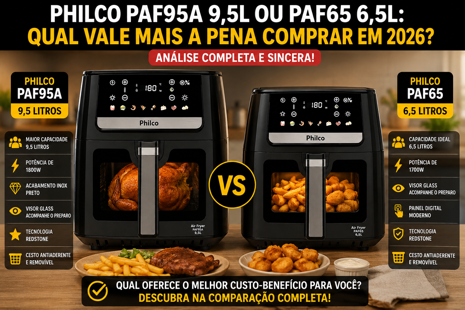 Air Fryer Philco PAF95A 9,5L ou Philco PAF65 6,5L: Qual Vale Mais a Pena Comprar em 2026? Minha Análise Completa e Sincera