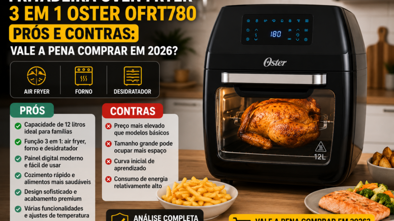 Fritadeira Oven Fryer 3 em 1 Oster OFRT780 Prós e Contras: Vale a Pena Comprar em 2026?