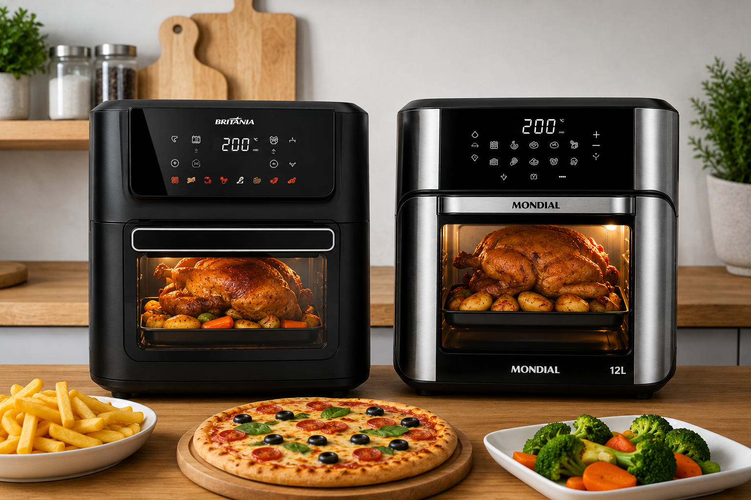 Melhores Air Fryers Oven para Famílias de Até 6 Pessoas: Britânia 11L ou Mondial 12L?