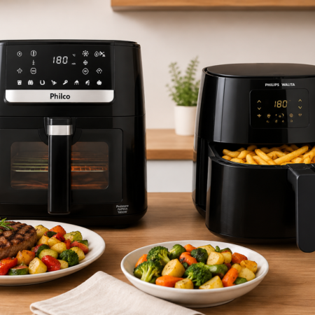 Melhores Air Fryers para Famílias que Cozinham Todos os Dias: Philco 9,5L ou Philips Walita Essential XL?