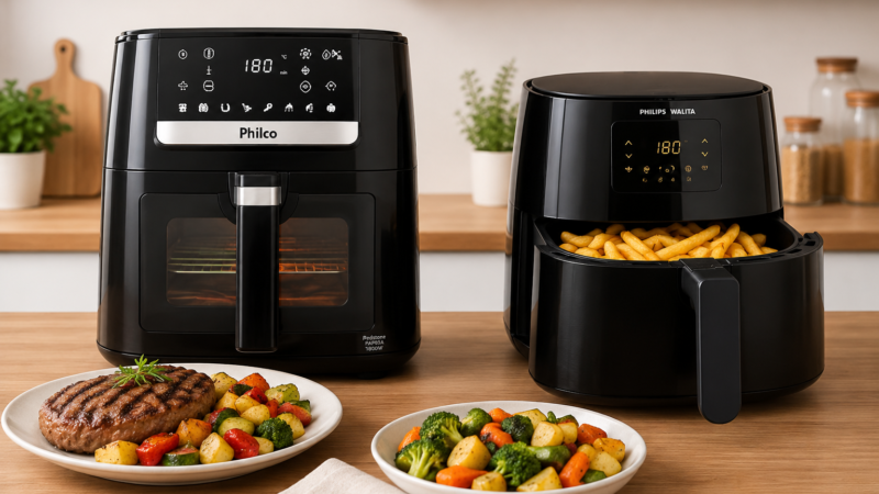 Melhores Air Fryers para Famílias que Cozinham Todos os Dias: Philco 9,5L ou Philips Walita Essential XL?