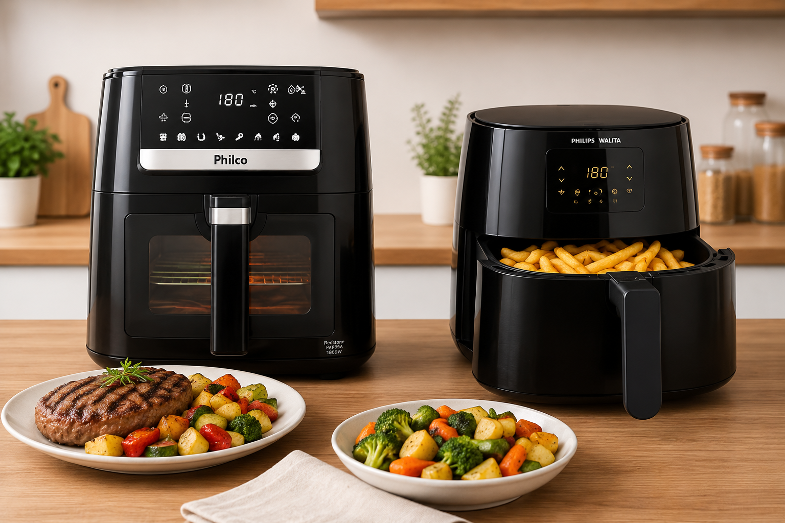 Melhores Air Fryers para Famílias que Cozinham Todos os Dias: Philco 9,5L ou Philips Walita Essential XL?