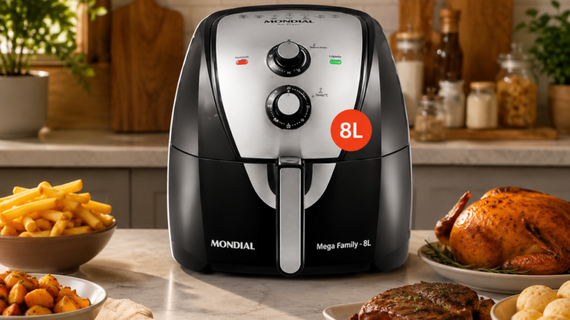 Air Fryer Mondial AFN-80-BI 8L Prepara Comida para Quantas Pessoas?