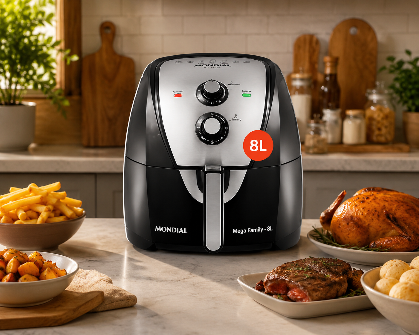 Air Fryer Mondial AFN-80-BI 8L Prepara Comida para Quantas Pessoas?